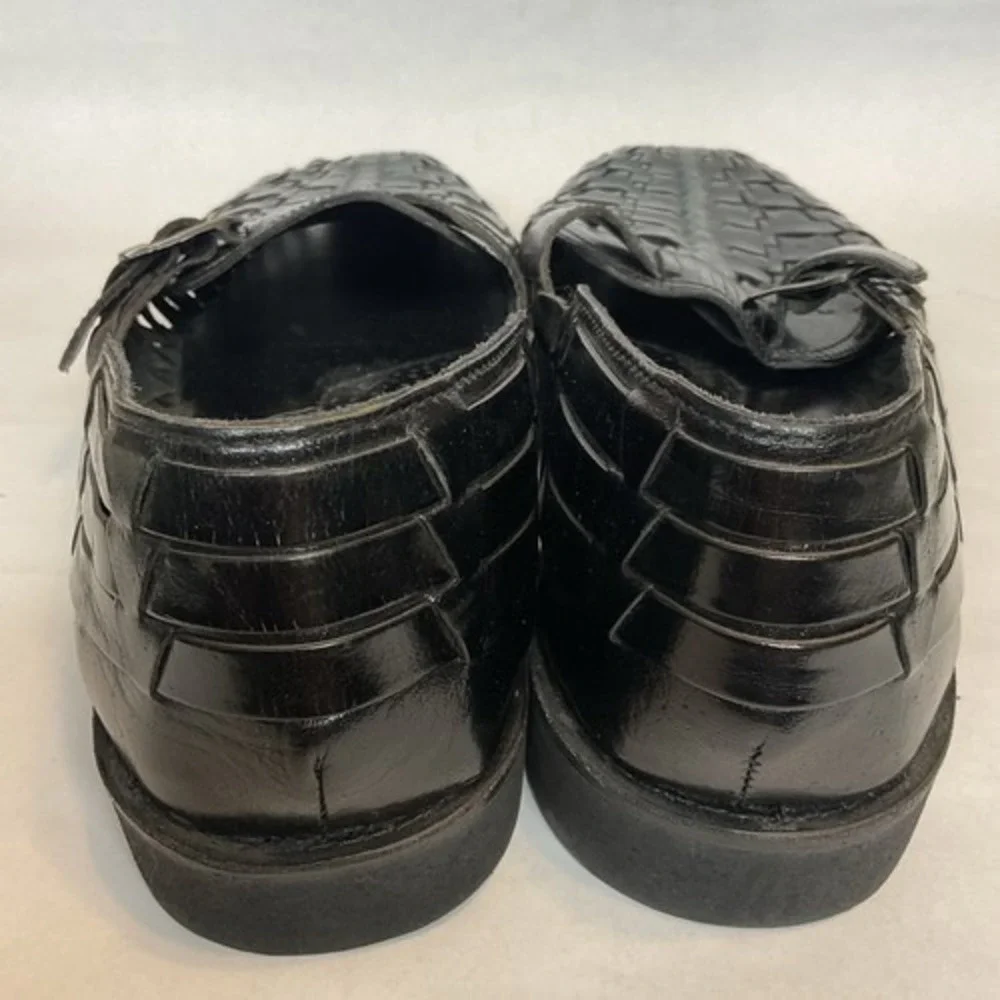 Stacy Adams Black Weaved Leather Slip On Huarache Style Sandals Men 12 Leather